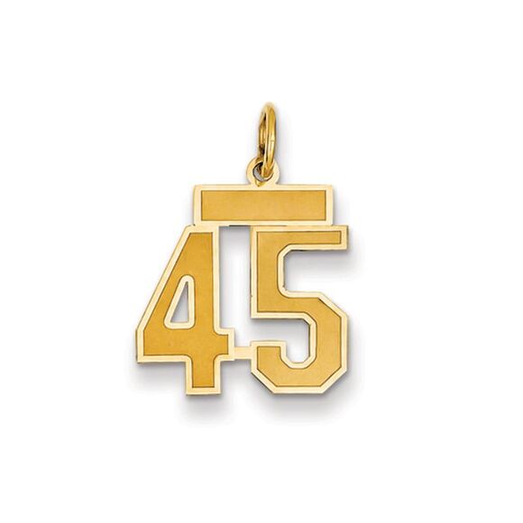 14k Yellow Gold Jersey Collection Small Number 45 Pendant